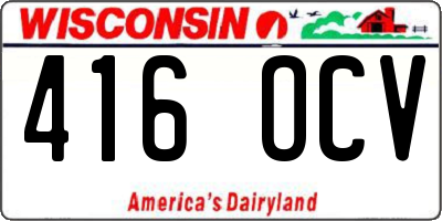WI license plate 416OCV
