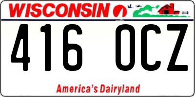 WI license plate 416OCZ