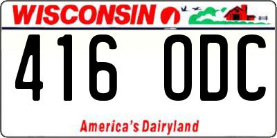 WI license plate 416ODC