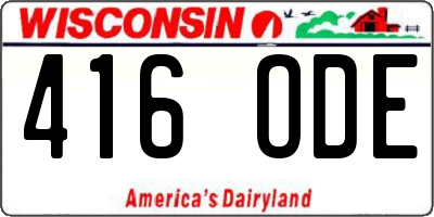 WI license plate 416ODE