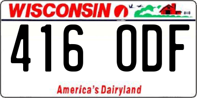 WI license plate 416ODF