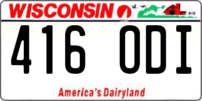 WI license plate 416ODI