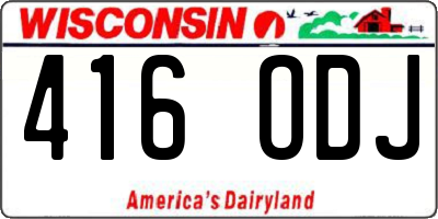 WI license plate 416ODJ