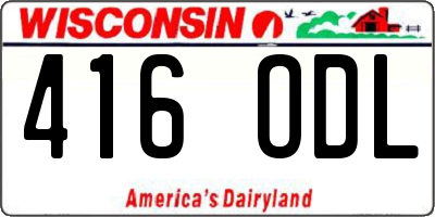 WI license plate 416ODL