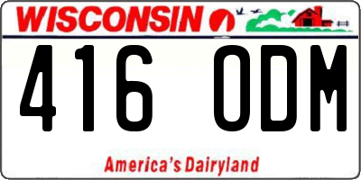 WI license plate 416ODM