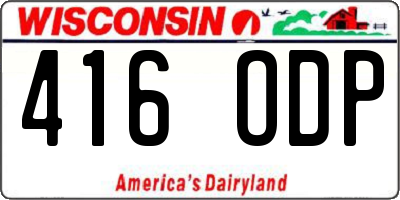 WI license plate 416ODP
