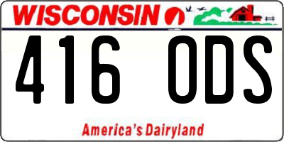 WI license plate 416ODS