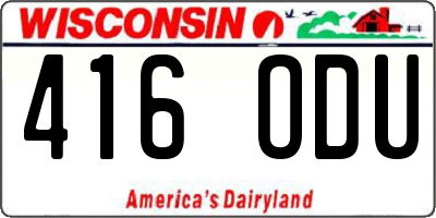 WI license plate 416ODU