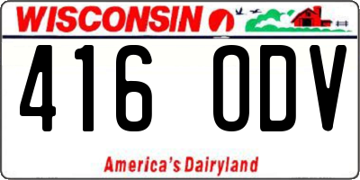 WI license plate 416ODV
