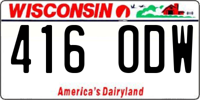 WI license plate 416ODW