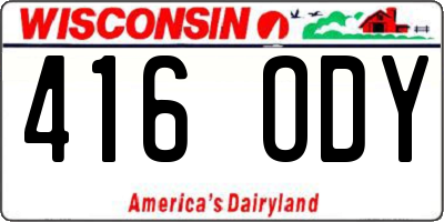 WI license plate 416ODY