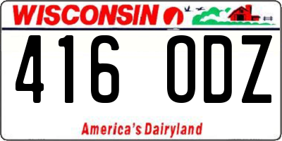 WI license plate 416ODZ