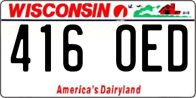 WI license plate 416OED