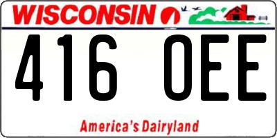 WI license plate 416OEE