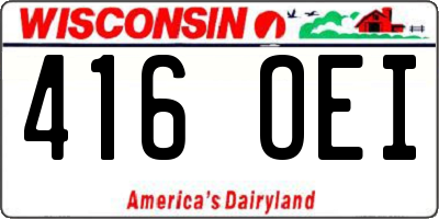 WI license plate 416OEI