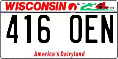 WI license plate 416OEN