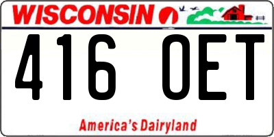 WI license plate 416OET