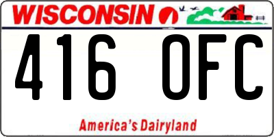 WI license plate 416OFC