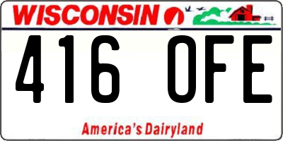 WI license plate 416OFE