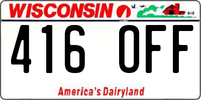 WI license plate 416OFF