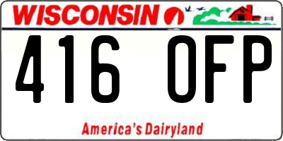 WI license plate 416OFP