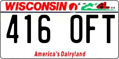 WI license plate 416OFT
