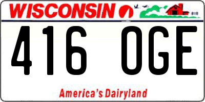 WI license plate 416OGE