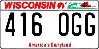 WI license plate 416OGG