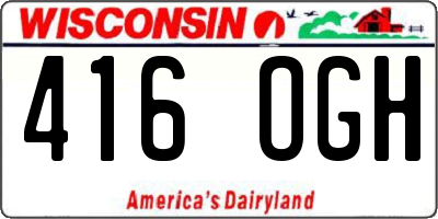 WI license plate 416OGH