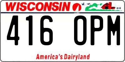 WI license plate 416OPM