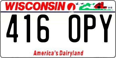 WI license plate 416OPY