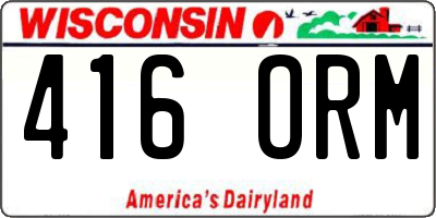 WI license plate 416ORM