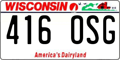 WI license plate 416OSG