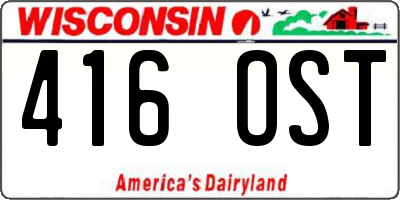 WI license plate 416OST