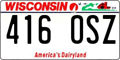 WI license plate 416OSZ