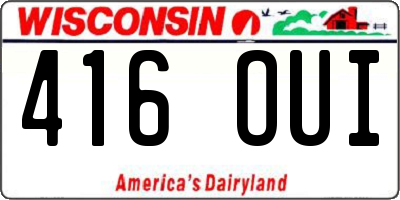 WI license plate 416OUI