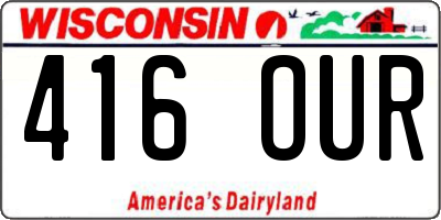 WI license plate 416OUR