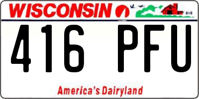 WI license plate 416PFU