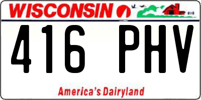 WI license plate 416PHV