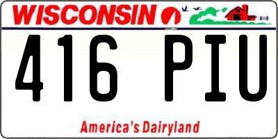 WI license plate 416PIU