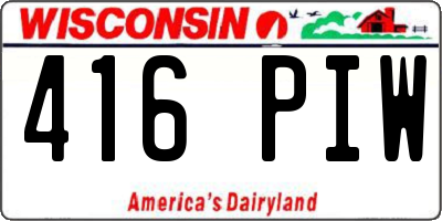 WI license plate 416PIW