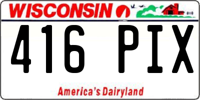 WI license plate 416PIX