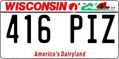 WI license plate 416PIZ