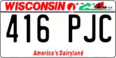 WI license plate 416PJC