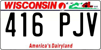 WI license plate 416PJV