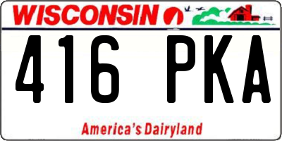 WI license plate 416PKA