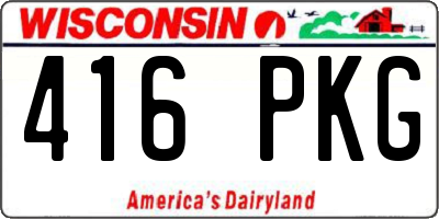 WI license plate 416PKG