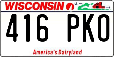 WI license plate 416PKO