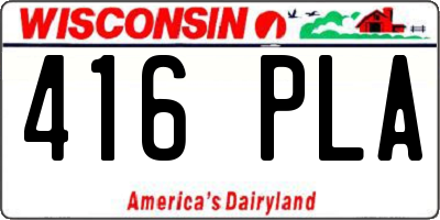 WI license plate 416PLA