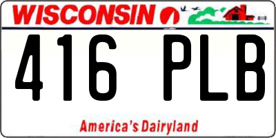 WI license plate 416PLB